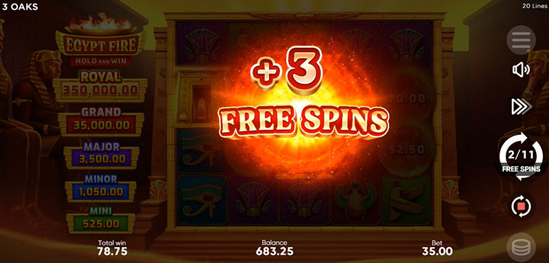 3 Oaks Egypt Fire Slot - Additional 3 Free Spins