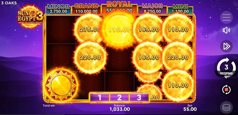 3 Oaks Sun of Egypt 3 Slot - 3 Respin Reset