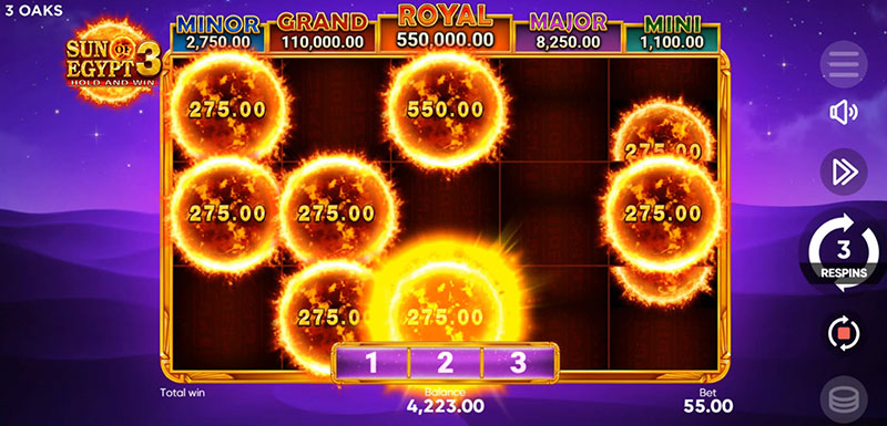 3 Oaks Sun of Egypt 3 Slot - Respin 3 Reset