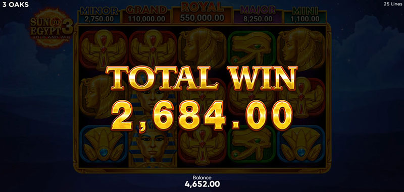 3 Oaks Sun of Egypt 3 Slot - Total Win