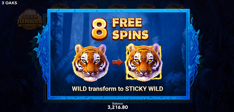 3 Oaks Tiger Jungle Slot - Sticky Wilds