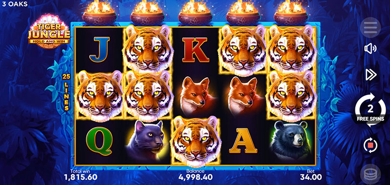 3 Oaks Tiger Jungle Slot - Additional 5 Free Spins
